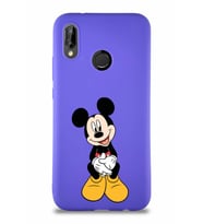 Huawei P20 Lite Soft Premier Kapak Mickey Mouse-A Tasarımlı Silikon Kılıf - Mor (Şeffaf)