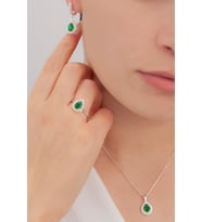 AgaKulche Damla Model Set Yeşil S4-KY (925) (Gümüş)
