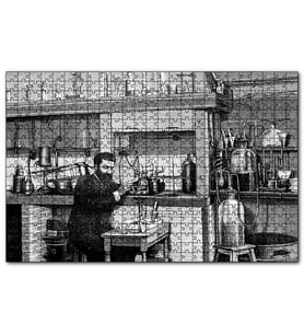 Cakapuzzle Bilim Adamı Eski Laboratuvar Deneyi  Puzzle Yapboz MDF (Ahşap) (120 Parça)