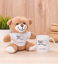 Kişiye Özel Garibanın Yüzü Gülür Mü Esprili Peluş Ayı ve Beyaz Kupa