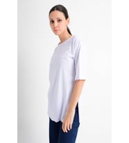9181519 Pamuk Duble Kol Salash T-Shirt BEYAZ