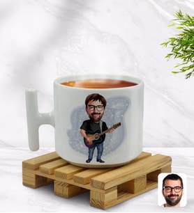 BK Gift Kişiye Özel Baba Karikatürlü T Kulplu Beyaz Middle Kupa Bardak-4