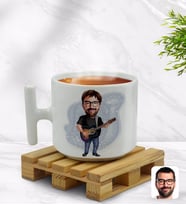 BK Gift Kişiye Özel Baba Karikatürlü T Kulplu Beyaz Middle Kupa Bardak-4