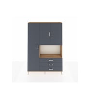 Arges Gardrop 6 Raflı 3 Çekmeceli 3 Kapaklı 132x30x195 Çam-Antrasit