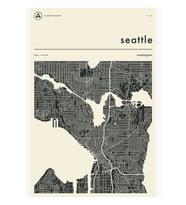 Seattle Haritası Tablo Ahşap Poster Dekoratif