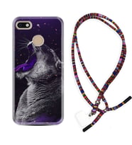 General Mobile GM8 Go GM9 GM20 Pro Plus Kılıf Boyun Asklı Rasta Silikon Purple Leopar 1750