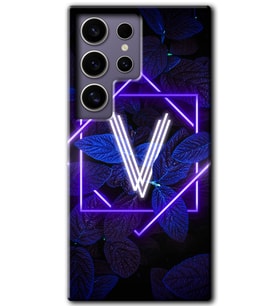 Galaxy S24 Ultra Kılıf HD Desen Baskılı Kılıf - Dark Neon Yaprak V Harfi