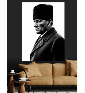 Mustafa Kemal Atatürk Yan Dekoratif Kanvas - Mdf Ahşap Tablo