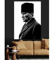 Mustafa Kemal Atatürk Yan Dekoratif Kanvas - Mdf Ahşap Tablo