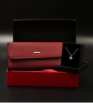 Özel Kutuda Bordo Kadın Cüzdanı& Zirkon Kaplama Taşlı Kolye Hediye Seti