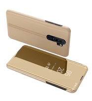Oppo A5 2020 / A9 2020 Uyumlu Aynalı Kapaklı Lüx Kılıf (Gold)
