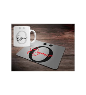 KİŞİYE ÖZEL Ö HARF BASKILI MOUSE PAD ve KUPA BARDAK SETİ