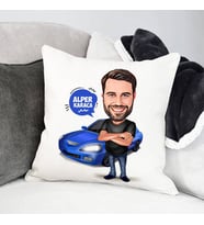 Kişiye Özel Spor Araba Aşığı Erkek Karikatürlü Yastık