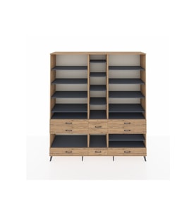 Hyperion Dolap 19 Raflı 8 Çekmeceli  220x44x243 Çam-Antrasit/Çam