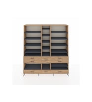Hyperion Dolap 19 Raflı 8 Çekmeceli  220x44x243 Çam-Antrasit/Çam