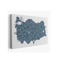 Türkiye Haritası Kanvas Tablo İl ve İlçeli Ayrıntılı Eğitici Dekoratif Tablo 3037
