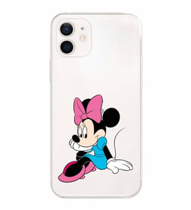 Apple iPhone 12 Mini Uyumlu Kamera Korumalı Tıpalı Kapak Minnie Mouse TasarımlıŞeffaf Kılıf