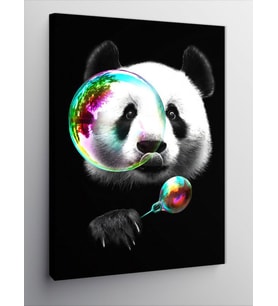 Kanvas Tablo Baloncuk Üfleyen Panda