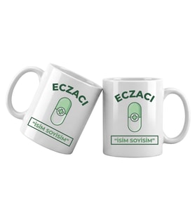 Kişiye Özel Eczacı Kupa Bardak – İsim Yazılı Eczacı Temalı Meslek Kupası Eczacı Hediyesi (Beyaz)