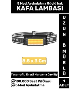 Profesyonel Kamp Avcı Balıkçı Deprem Güçlü Işık 5 Mod Aydınlatma Şarjlı 50 LED KAFA LAMBASI
