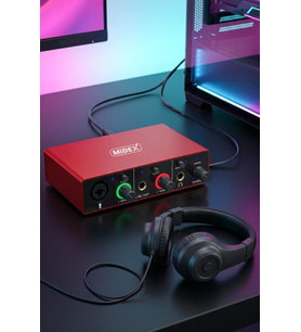 Midex GLX-500 PRO-HD 2 Giriş 2 Çıkış USB Stüdyo Ses Kartı Kulaklık ve XLR Kablo