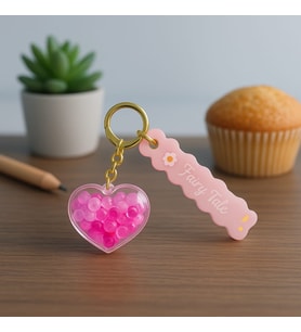 Sulu Pembe Kalp Anahtarlık