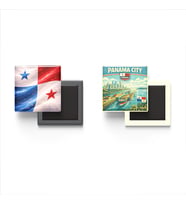 Buzdolap Magnetleri - Panama Bayrağı ve Panama City Retro Tema - 2'li Set Magneti