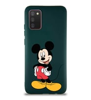 Samsung Galaxy A02S Soft Premier Kapak Mickey Mouse-E Tasarımlı Silikon Kılıf - Yeşil (Şeffaf)