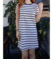2348 Cool T-shirt Bisiklet Yaka Penye Mini Kısa Kollu %100 Pamuk Elbise