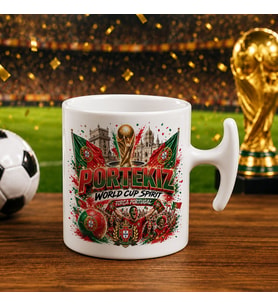 BK Gift Portekiz Taraftar Temalı Dünya Futbol Kupası Tasarımlı Hammer Kupa Bardak