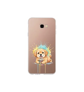 Samsung Galaxy J4+ Plus ile Uyumlu Splash Köpek Tasarımlı Şeffaf Silikon Kılıf