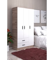 GUBİMO ABETE-3 KAPILI 2 ÇEKMECELİ GARDIROP (ELBİSE DOLABI)-ATLANTİK ÇAM/BEYAZ