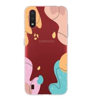 Samsung Galaxy A01 Uyumlu Kapak Karışık Renkler Tasarımlı Şeffaf Silikon Kılıf