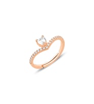 Gümüş rose zirkon taşlı kalp modeli ayarlamalı yüzük SGTL12151ROSE
