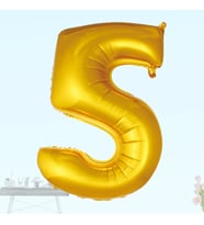 5 Yaş Rakam Folyo Balon, 100 cm - Altın (STD)