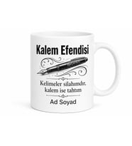 Kalem Efendisi Yazılı Baskılı Kupa Bardak Hediye Özel Tasarım Porselen