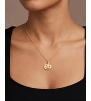 Kişiye Özel 925 Ayar Gümüş Cadılar Bayramı Balkabağı Figürlü Kolye (Gold)