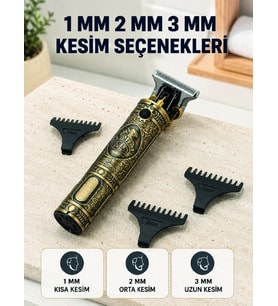 Profesyonel Saç ve Sakal Tıraş Makinesi 1500 mAh Bataryalı 1 2 3 mm Taraklı
