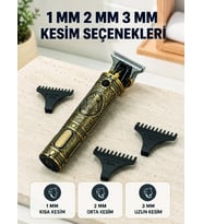 Profesyonel Saç ve Sakal Tıraş Makinesi 1500 mAh Bataryalı 1 2 3 mm Taraklı