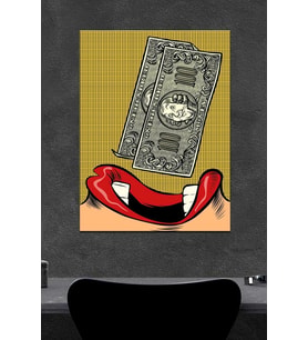 Dolar Yutan Ahşap Poster (27x18)