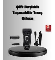 Şarjlı Kablosuz Tıraş Makinesi Çift Başlık Kuru Tıraş Ergonomik Taşınabilir