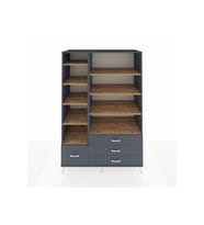 Kronos Dolap 9 Raflı 4 Çekmeceli  132x59x195 Antrasit-Çam/Antrasit