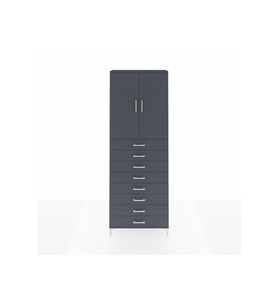Arges Dolap 3 Raflı 8 Çekmeceli 2 Kapaklı 88x30x243 Antrasit-Antrasit