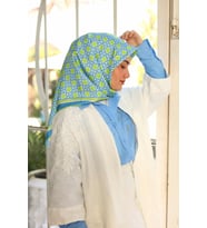Silk Home Mavi Fıstık Yeşili Karma Desen Tivil İpek Eşarp 11424-69