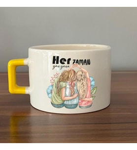 Her Zaman Yanyana Baskılı Sarı Kulplu C Fincan
