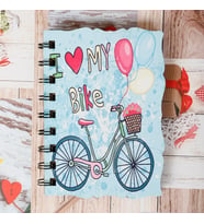 Ahşap Kapaklı Bisiklet ve Balon Temalı Spiralli Not Defter 9x12