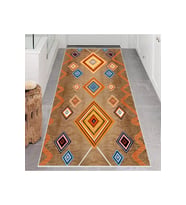 Rovigo Home Dijital Baskı Yıkanabilir Kaymaz Taban Salon Halısı RVG0630 (Kahverengi)