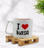 BK Gift I Love Bursa Tasarımlı Middle Beyaz Kupa Bardak