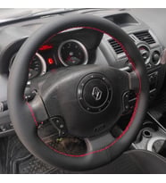DİKİŞLİ DİREKSİYON KILIFI SİYAH DERİ KIRMIZI DİKİŞLİ RENAULT MEGANE 2 İÇİN
