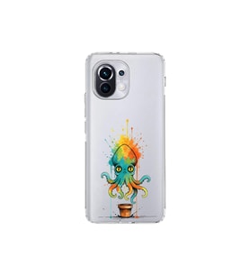 Xiaomi Mi 11 ile uyumlu Splash ahtapot tasarımlı şeffaf silikon kılıf